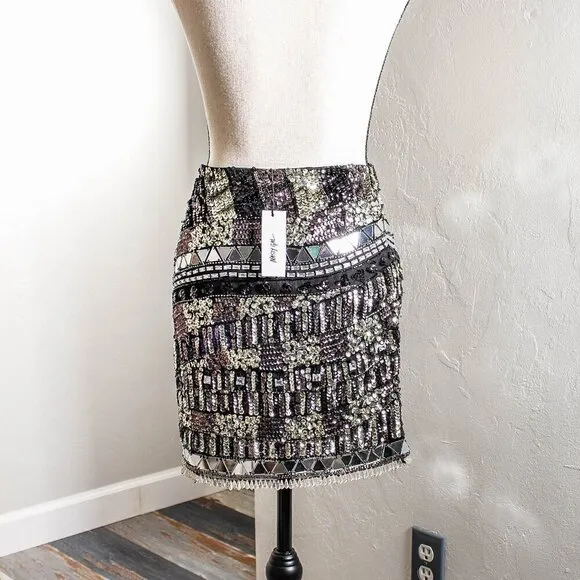 Nasty Gal Premium Hand Embellished Mini Skirt - Size 2 - NWT