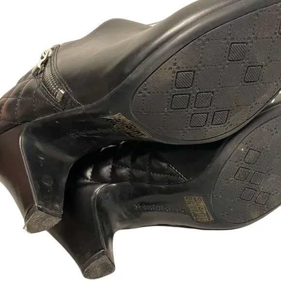 NATURALIZER Black Leather Ankle Boots Heel 10