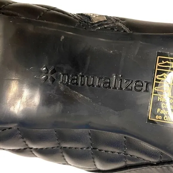 NATURALIZER Black Leather Ankle Boots Heel 10