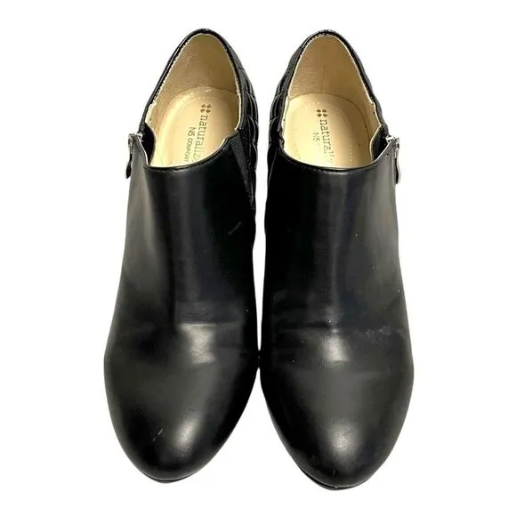 NATURALIZER Black Leather Ankle Boots Heel 10