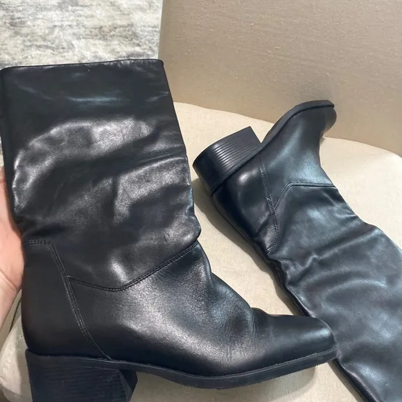 NATURALIZER Leather Black Tall womens boots 9 13” fit 4u system 9m