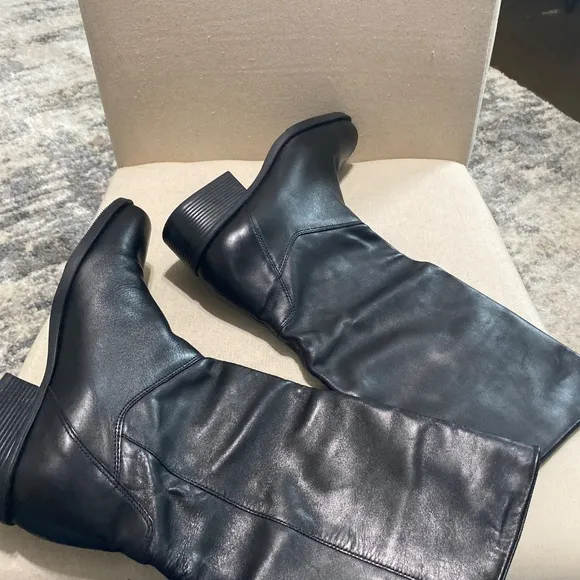 NATURALIZER Leather Black Tall womens boots 9 13” fit 4u system 9m