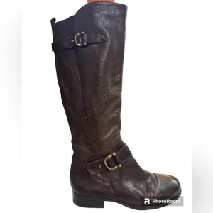 Naturalizer N5 Comfort Jersey Leather Upper Pebbled Brown Zippered Calf Boots 8