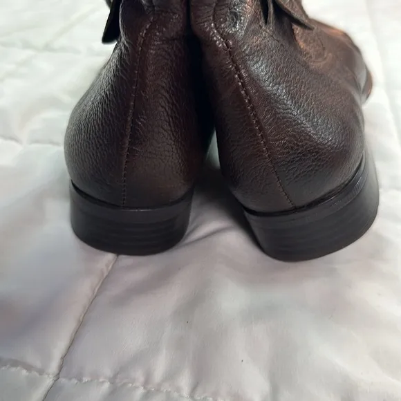 Naturalizer N5 Comfort Jersey Leather Upper Pebbled Brown Zippered Calf Boots 8