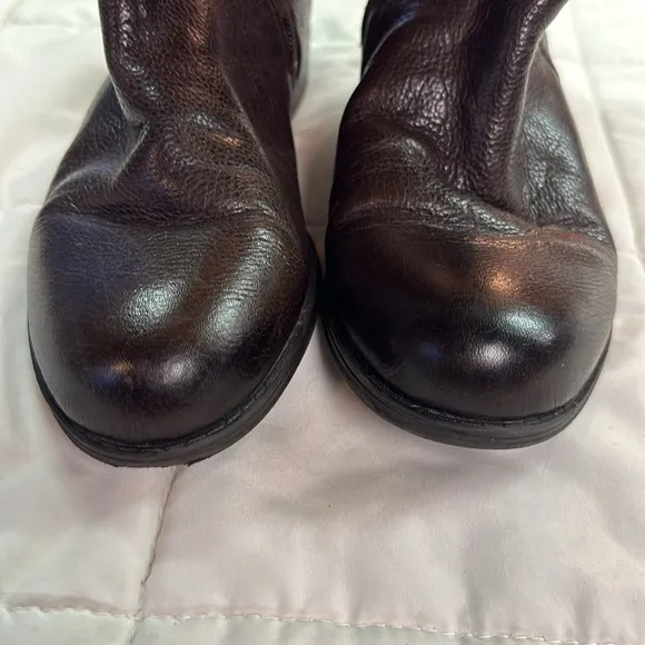 Naturalizer N5 Comfort Jersey Leather Upper Pebbled Brown Zippered Calf Boots 8