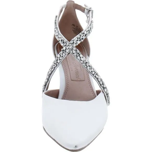 Naturalizer Womens Sevgi White Satin Almond Toe Slingback Heels Shoes New