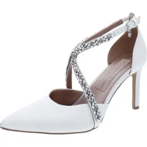 Naturalizer Womens Sevgi White Satin Almond Toe Slingback Heels Shoes New