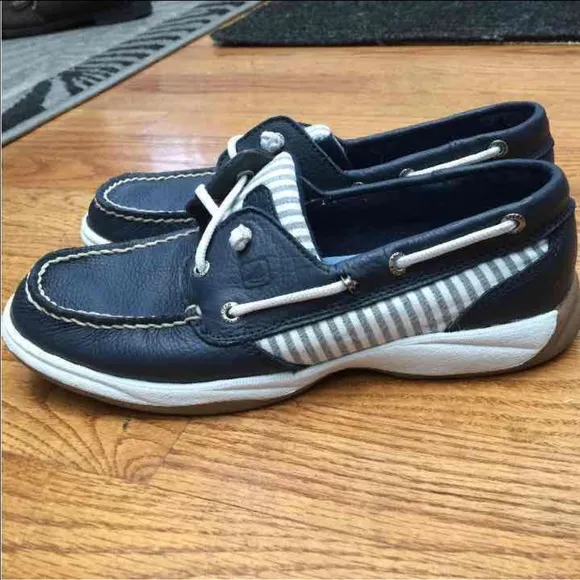 Navy Leather Sperry Top Sider Boat Shoes Sz 7.5