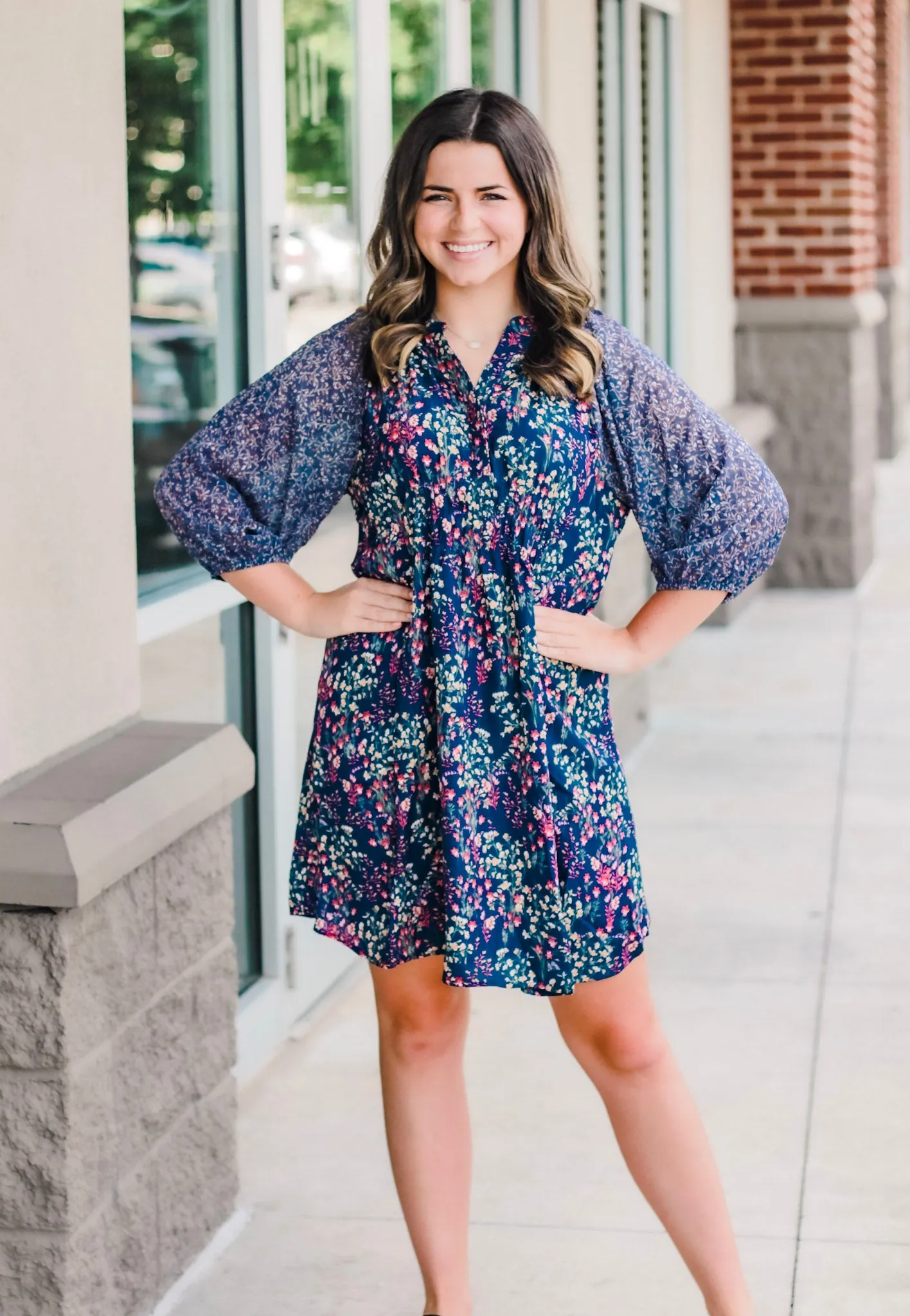 Navy Nights Floral Dress