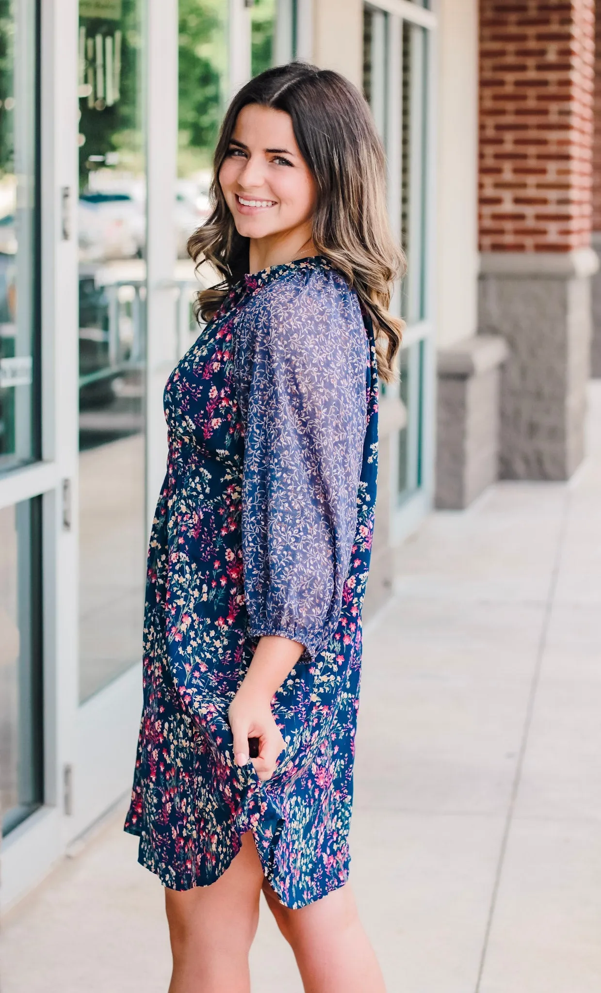 Navy Nights Floral Dress