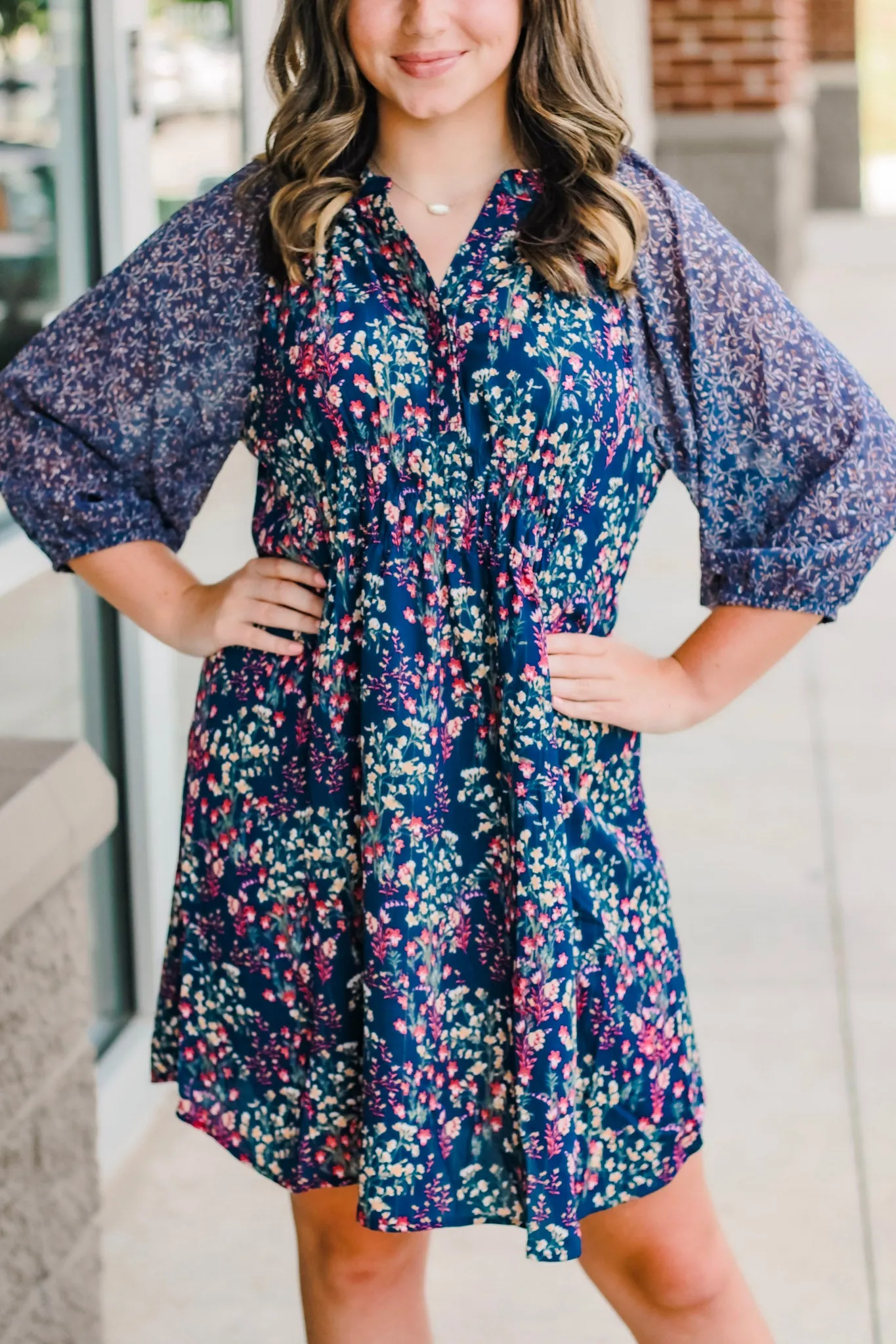 Navy Nights Floral Dress