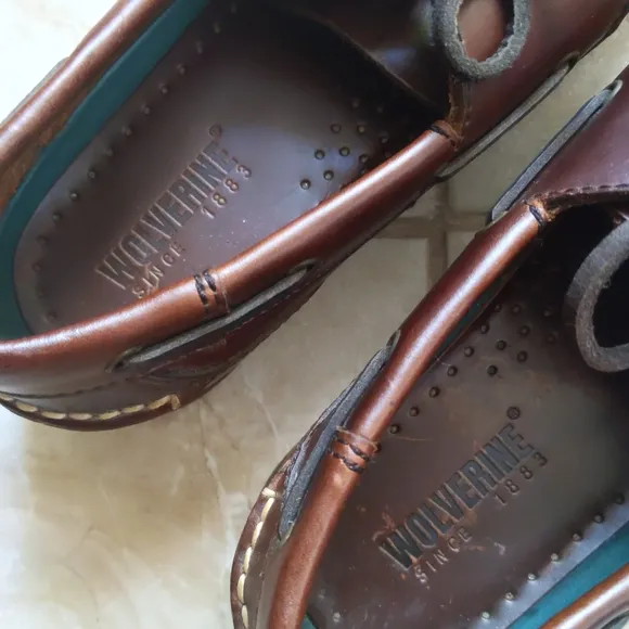 Near New Wolverine Brown Leather Boat Shoes 9W