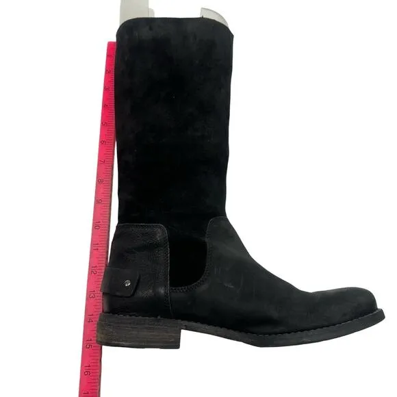 NEW AGE - OXS - Italian black leather/suede women's boots Studded - size 9 EU40