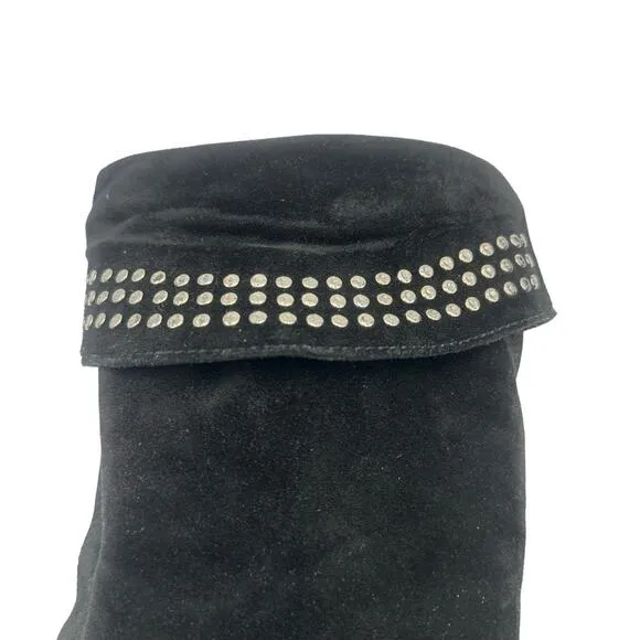 NEW AGE - OXS - Italian black leather/suede women's boots Studded - size 9 EU40