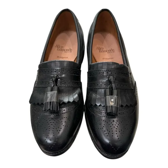 New Allen Edmonds Bridgeton Black Leather Slip-on Tassell Loafer Dress Shoes 8.5