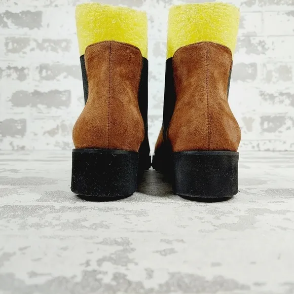 New Amalfi By Rangoni Brown Suede Pull On Chunky Sole Chelsea Boots W685