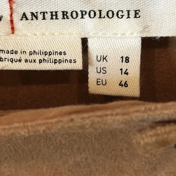 NEW Anthropologie Faux Suede Pinafore  Camel/Cedar hi waist Skirt Sz 14 $148
