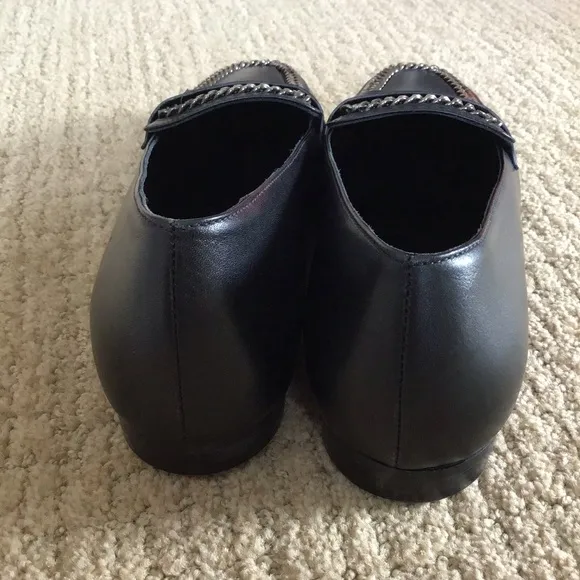 NEW Aquatalia Black Ronda Chain Loafer Flats, Size 7.5