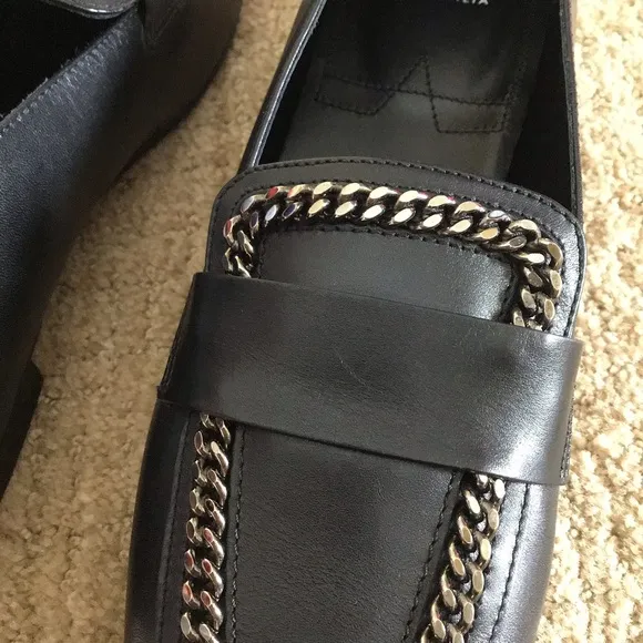 NEW Aquatalia Black Ronda Chain Loafer Flats, Size 7.5