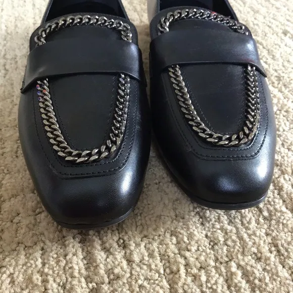 NEW Aquatalia Black Ronda Chain Loafer Flats, Size 7.5
