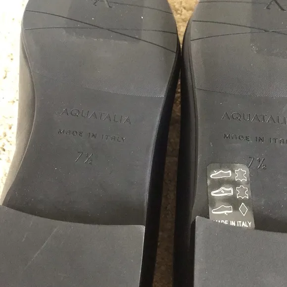 NEW Aquatalia Black Ronda Chain Loafer Flats, Size 7.5