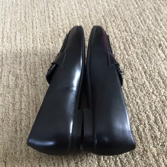 NEW Aquatalia Black Ronda Chain Loafer Flats, Size 7.5