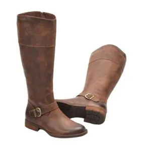 New Born Brown Brayon Western Distressed Knee High Leather Buckle Boots 8.5