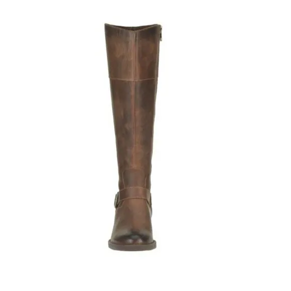 New Born Brown Brayon Western Distressed Knee High Leather Buckle Boots 8.5