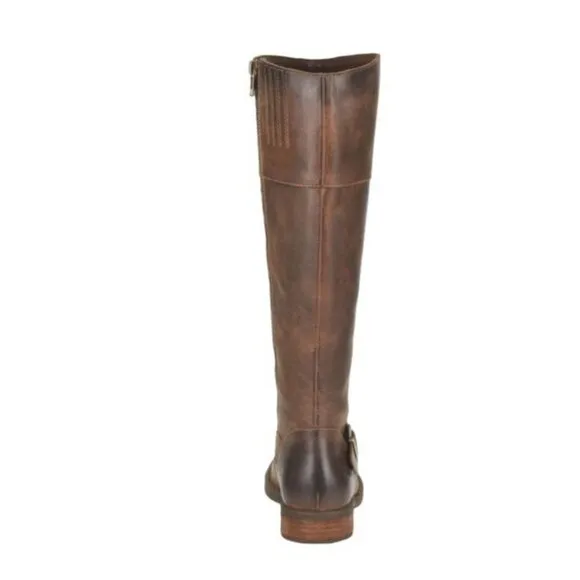New Born Brown Brayon Western Distressed Knee High Leather Buckle Boots 8.5