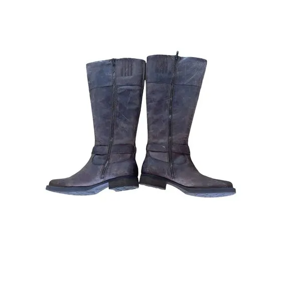 New Born Brown Brayon Western Distressed Knee High Leather Buckle Boots 8.5