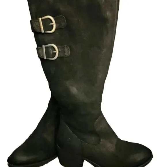 New Born Knee high Bley Black Suede Boot Sz 5.5 dark academia Whimsigoth Indie