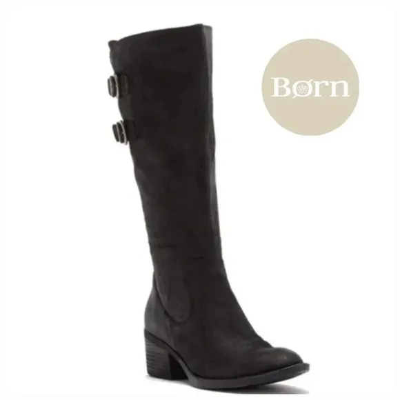 New Born Knee high Bley Black Suede Boot Sz 5.5 dark academia Whimsigoth Indie