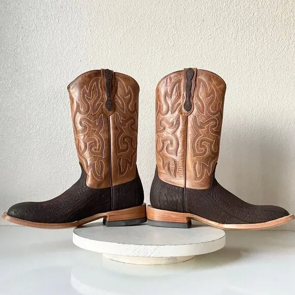NEW Capitan ENID Mens Cowboy Boots 10 D Western Square Toe Brown Leather