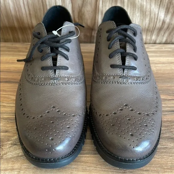 New Cole Haan Men's Zerogrand Wing Oxford, british tanBrown Leather Brogue Shoes