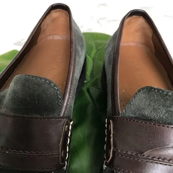 New Cole Haan Suede Penny Loafers Chunky Lug sole Green size 6
