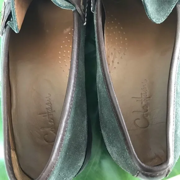 New Cole Haan Suede Penny Loafers Chunky Lug sole Green size 6
