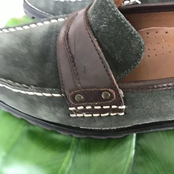 New Cole Haan Suede Penny Loafers Chunky Lug sole Green size 6