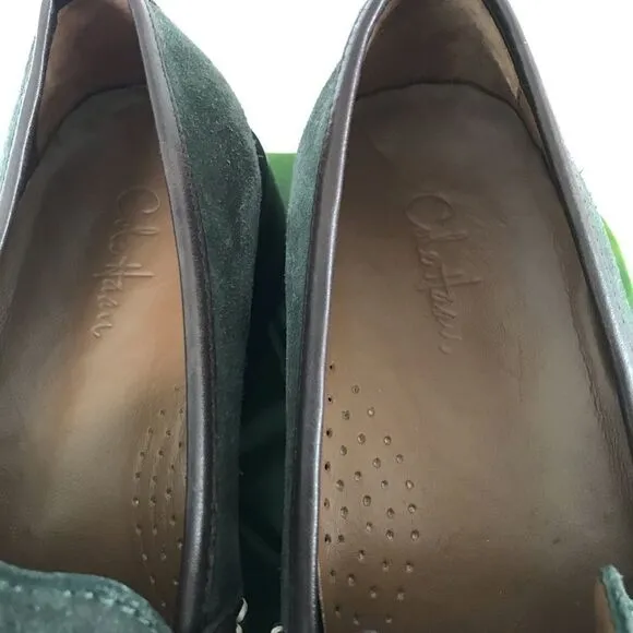 New Cole Haan Suede Penny Loafers Chunky Lug sole Green size 6