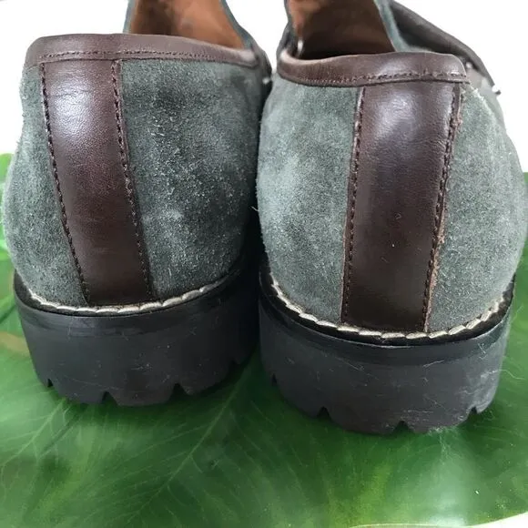 New Cole Haan Suede Penny Loafers Chunky Lug sole Green size 6