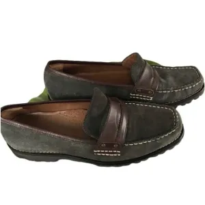 New Cole Haan Suede Penny Loafers Chunky Lug sole Green size 6