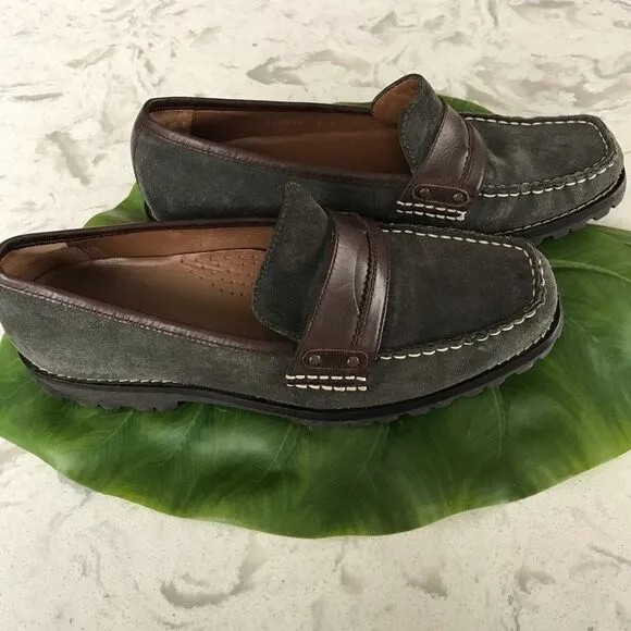 New Cole Haan Suede Penny Loafers Chunky Lug sole Green size 6