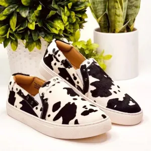 New Corkys Pine Top Leather Cow Print Sneakers
