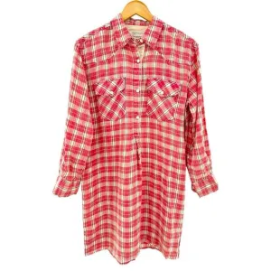 New Current Elliott Linen Cotton Blend Levee Western Plaid Shirt Dress Size 0‎
