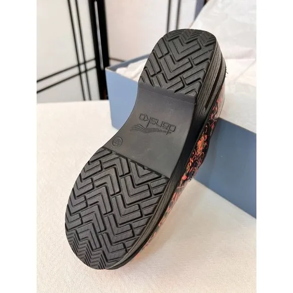 New Dansko Shoes Pink Black Vegan Pro Vine Coated Canvas Size 37 New