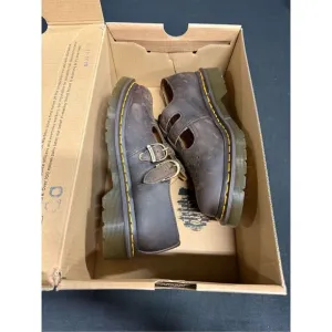 New Dr Martens 8065 Mary Jane Flats 6 Crazy Horse Dark Brown Leather