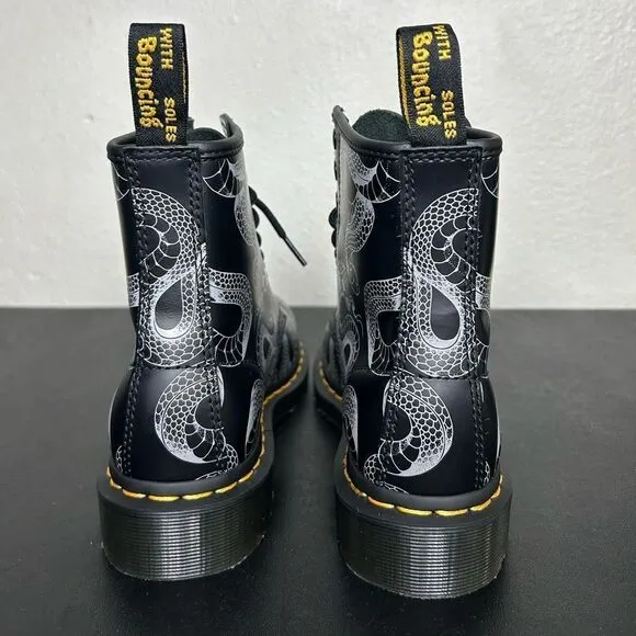 NEW Dr. Martens 1460 Wild Serpant Smooth Black Leather Boots Size 5 Women’s