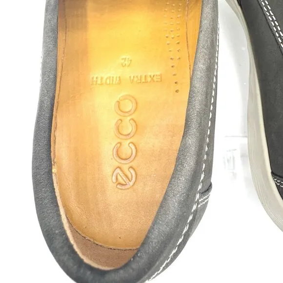 NEW ECCO S Lite Gray Nubuck Leather Moccasin Driving Loafer Mens 9 / Casual