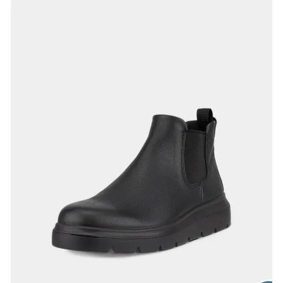 New ECCO WOMEN NOUVELLE CHELSEA BOOTIE Black Leather FLAT 41 Us 10 10.5 Comfort