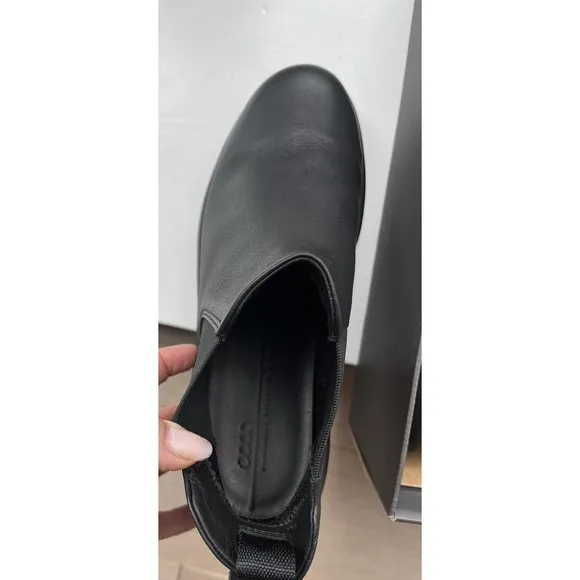 New ECCO WOMEN NOUVELLE CHELSEA BOOTIE Black Leather FLAT 41 Us 10 10.5 Comfort
