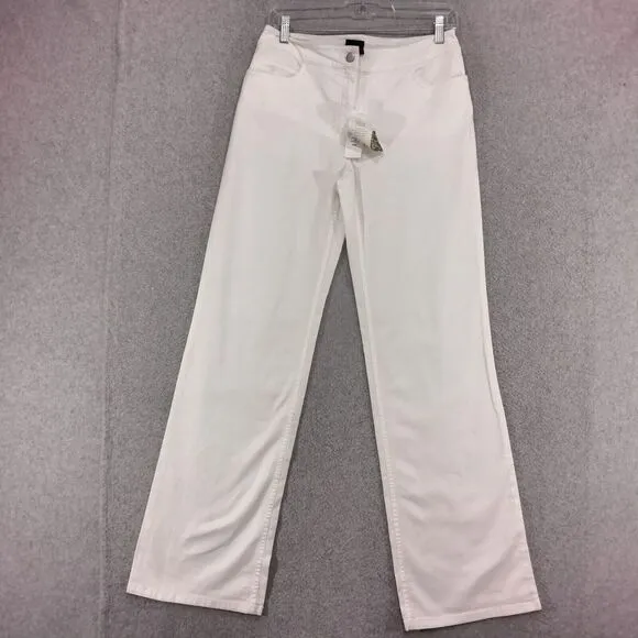 NEW! Eileen Fisher Straight Leg Jeans Womens Size XS White Stretch Canvas Undyed